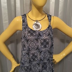 Blue & White Sleeveless Blouse